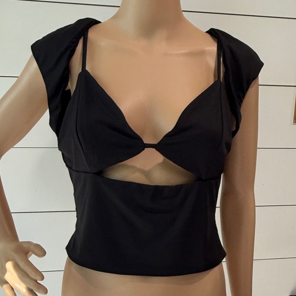 Princess Polly Bolden Crop Top Black Sz 12 - Picture 5 of 11